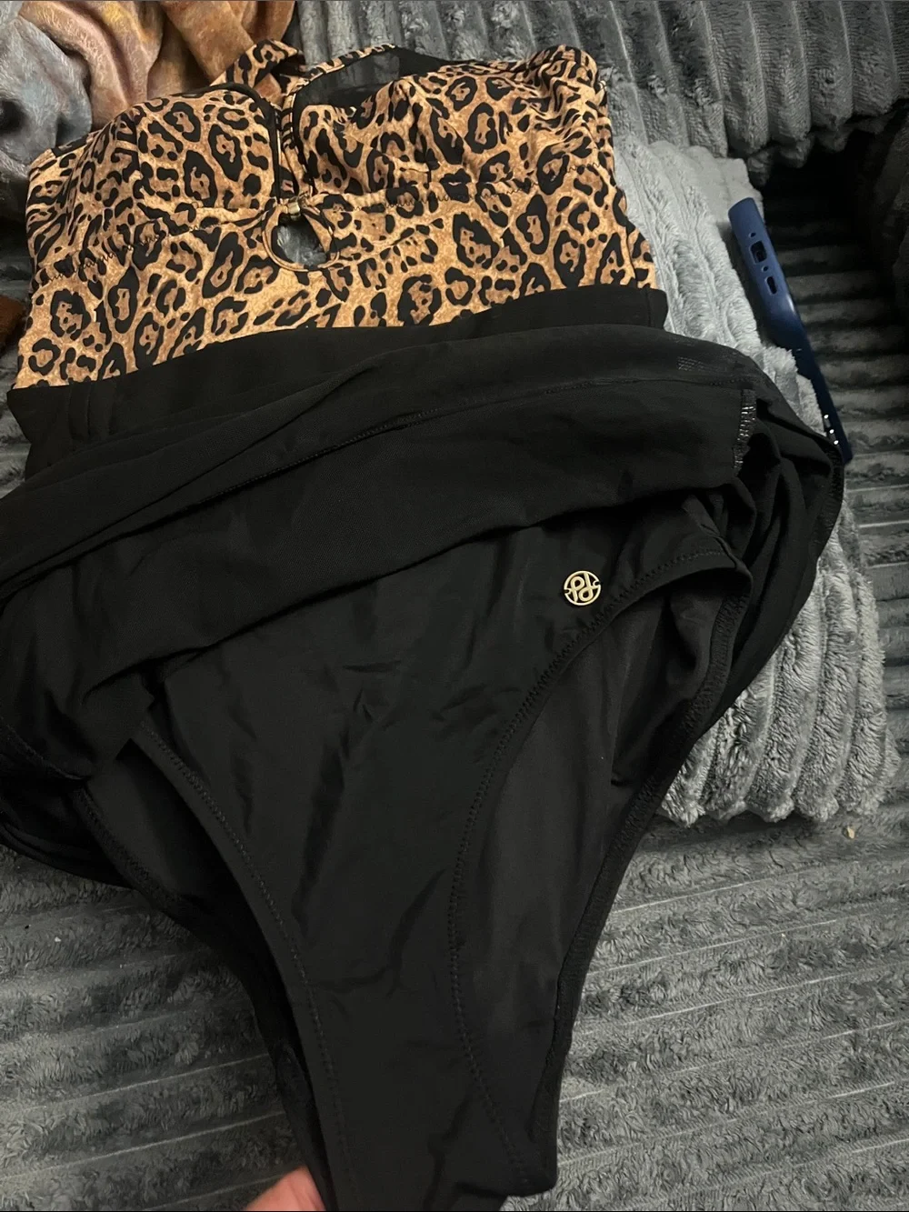 Leopard Print & Black Women's Skirt - Elegant High-Waist Design